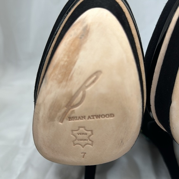 BRIAN ATWOOD Black Suede & Crystal Embellished Platform Heels Ferranta size 7 US - Picture 10 of 11